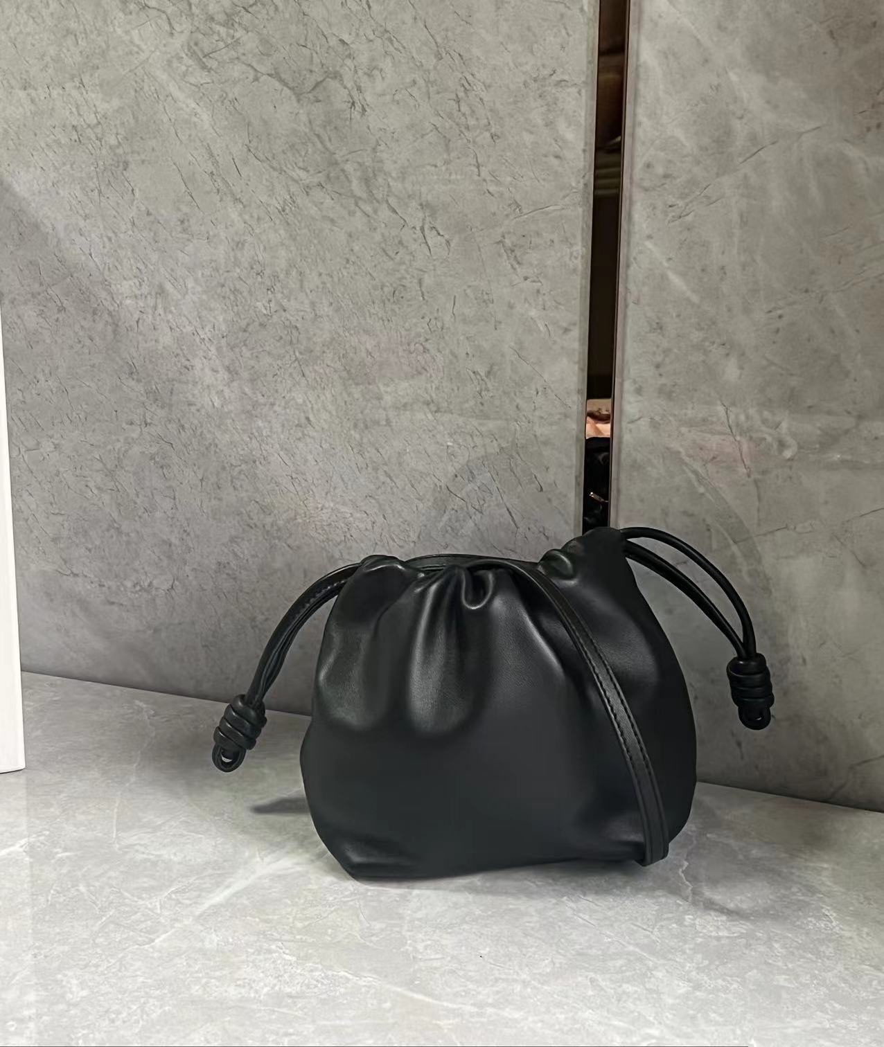 Loewe Mini Flamenco Purse bag in mellow nappa lambskin Black